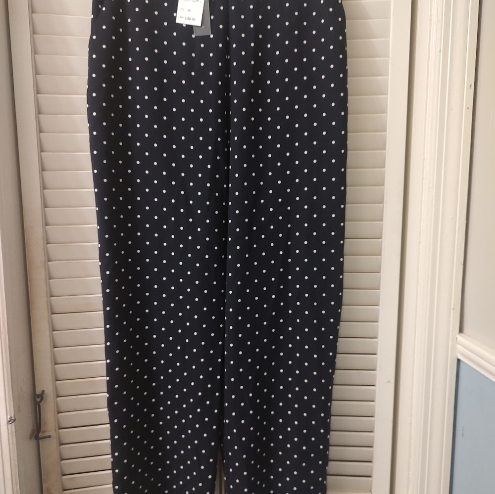 Vintage Marisa Christina Navy Polka Dot Capris, New With Tags